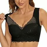 BH Damen Ohne Bügel Komfort Spitze Nahtloser Minimizer BH Starker Halt Klassischer Push up Soft Damen-BHS Baumwoll Atmungsaktiv Bralette Wohlfühl Bustiers Top Nvisible Support Bra Schwarz XL