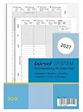 BIND B250827 Kalendereinlage für Wochenkalender A5, Timer Einlage für Kalender Jahr 2027, 1 Woche / 2 Seiten, Terminkalender mit System, Kalendarium für bind Systemplaner und Standard Timeplaner