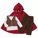 OBEEII Mittelalterkostüm für Baby, Ringträger-Verkleidung, Halloween-Kostüm, Fantasiewelt-Kostüm, Umhang mit Kapuze, Umhang für den ersten Geburtstag mit Oberteil, Hosen