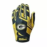 Wilson Handschuhe NFL TEAM SUPER GRIP, Einheitsgröße für Jugendliche, Silikon/Stretch-Lycra, Green Bay Packers, YOUTH