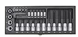 Proxxon 23103 Torx Nüsse Steckschlüssel Spezialsatz Antrieb 6,3mm (1/4') und 12,5mm (12,5mm) 29 teiliger Satz im Metallkasten
