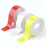 15 m Reflektorband Selbstklebend, Reflektierendes Klebeband Starke Reflektion, Reflektoren Aufkleber Zuschneidbar, 2 cm Reflektor Tape für Reflektoren Fahrrad Anhänger Kleidung - Rot Weiß Gelb