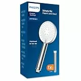 Philips Water Duschkopf mit Filter, entfernt effektiv Chlor und andere große Partikel, drei Sprühmodi, druckverstärkendes Design, 1 Monat Filterkapazität, chrom