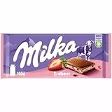 Milka Erdbeer – Alpenmilch-Schokolade mit fruchtiger Milchcrème und Erdbeerstückchen – 100g