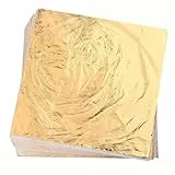 ILantule 100 Blatt Imitation Blattgold,Blattgold,Goldpapier zum Basteln,Blattmetall, Blattgold Acrylmalerei,zum Basteln DIY Crafting(16 * 16cm)