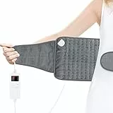 ZWOOS Heizkissen 120x30cm,Elektrische Wärmedeckemit Abschaltautomatik und Überhitzungsschutz | 6 Temperaturstufen | 4 Timing-Einstellung | für Nacken Schulter Rücken Füße Maschinenwaschbar (Grau)