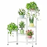 iDavosic.ly Pflanzenständer Metall mit 6 Etagen, Blumenständer Pflanzenregal Blumenregal Indoor Outdoor, Blumentreppen Innen Plant Stand Shelf für Garten Balkon Wohnzimmer (REisenschnitzerei, Weiß)
