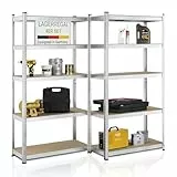 Juskys 4er-Set Lagerregal Basic 4X 180x90x40cm (HxBxT) - 3500 kg - 20 Böden - Schwerlastregal Steckregal Metall Kellerregal Regalsystem Regal