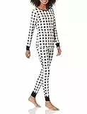 Amazon Essentials Damen Anschmiegsames Pyjama-Set Aus Baumwolle (In Übergröße Erhältlich), Schwarz/Weiß, Buffalokaros, L