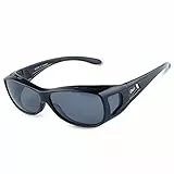 DUCO Herren und Damen Sonnenbrillen Polarisiert Unisex Brille Überbrille für Brillenträger Fit-over Polbrille 8953 M (M - Schwarz, Grau)