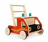 small foot Lauflernwagen Feuerwehr aus Holz, Moderne Lauflernhilfe für Feuerwehrfans, für Kinder ab 12 Monaten, 12540