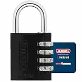 ABUS Zahlenschloss 145/40 Schwarz - Kofferschloss, Spindschloss u. v. m. - Aluminium-Vorhängeschloss - individuell einstellbarer Zahlencode - ABUS-Sicherheitslevel 4