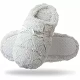 Tofern Damen/Mädchen Hausschuhe Pantoffel TPR Memory-Foam kuschelig weich rutschfest warm Schlafzimmer Wohnzimmer Büro Winter, Grau EU 37-38, 250mm