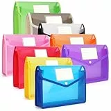 FYY Dokumententasche A4, 9 Stück Dokumentenmappe A4 Dokumente Aufbewahrung mit Druckknopf und Tasche, Wasserdicht Kunststoff Geldtasche Mappen für Reise Büro Schule, 9 Farben