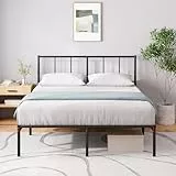 Zinus Justin Bett 140x200 cm mit Kopfteil - Metallbett mit Lattenrost - 30,5 cm Höhe mit Stauraum unter dem Bett - Schwarz