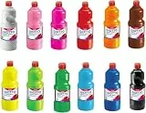 Generico TEMPERA PRONTA superwaschbar - Flasche 500 ml Set mit 12 verschiedenen Farben - Produkt für kreative Arbeiten und Malerei