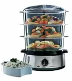 Russell Hobbs Dampfgarer [normale Größe] 9,0l (60 Minuten Timer + Abschaltautomatik, 3 spülmaschinengeeignete Dampfgarbehälter + Reisschale/Reiskocher + 6 Eierhalter/Eierkocher, BPA-frei) 19270-56