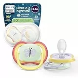 Philips Avent ultra air Nighttime Schnuller – kiefergerecht geformtes Design, für Babys von 0–6 Monaten, leuchtet im Dunkeln, weicher, symmetrischer Silikonsauger, BPA-frei, 2er-Pack, SCF376/25