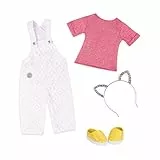 Glitter Girls - Glitzern und Glamour! - Glitter Girls Puppenkleidung - Latzhose Outfit - Katzenohren-Stirnband - 36 cm Puppen-Zubehör - Spielzeug für Kinder ab 3 Jahren