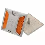 WINOMO Aluminium Straßenreflektoren 2 Stück Gelb Wetterbeständige Einfahrtsmarkierung mit Erhobener Struktur für Fahrspur und Gefahrenwarnung