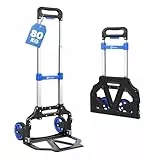 Sekey Alu Sackkarre Klappbar & Leichte Transportkarre 80 kg Tragkraft, 3-Stufig Höhenverstellbar & In Sekunden Faltbar, Klappkarre mit TPR-Rädern & Ergonomischem Griff