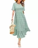 STYLEWORD Sommerkleid Damen Lang Kurzarm Boho Kleid Sommer Blumenkleid Swing Maxikleid