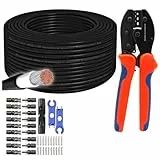 MANAX Solarkabel 6mm² - UV-beständig, flexibel, Photovoltaik Kabel, PV Kabel, Solar Anschlusskabel für Solarpanel & Wechselrichter - langlebig (Schwarz, 100m + Crimpzange + 10 Paar MC4 Solarstecker)
