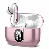 Csasan Bluetooth Kopfhörer, Kabellos Bluetooth 5.3 Tiefer Bass mit 4 ENC Mikrofon, 40 Std Spielzeit In Ear Kopfhörer, Touch Control Noise Cancelling Earbuds, IP7 wasserdichte, Roségold