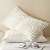 Freyamy Plüsch Kissenbezug 40x80cm 2er Set Beige Kunstfell Flauschig Kopfkissenbezug Flanell Fleece Samt Biber Kissenhülle Warme Cashmere Touch Zierkissenbezug