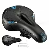 YOUNGDO Fahrradsattel, Gel Fahrradsitz, breiter, weicher, komfortabel atmungsaktiv stoßdämpfend, Ergonomisch Fahrrad Sattel mit wasserdichte Abdeckung