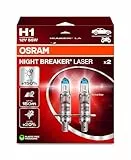 Osram NIGHT BREAKER LASER H1, +150% mehr Helligkeit, Halogen-Scheinwerferlampe, 64150NL-2HB, 12V PKW, Hängebox (2 Lampen), white
