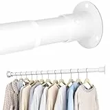 Kleiderstange Schrank Ausziehbar, Garderobenstange Wandmontage, Kleiderschrank Stange für Schrank, Kleiderschrank, Waschküchen, 85-160cm Weiß(Durchmesser 32mm)