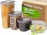 uandu Vorratsdosen mit Deckel Luftdicht 4er Set, Aufbewahrungsbox mit deckel küche für Müsli, Spaghetti, Cornflakes und alle trockenen Lebensmittel, BPA frei, Müsli Aufbewahrung, Müsli behälter