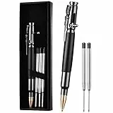 AUAUY Bolt Action Pen, Druckkugelschreiber mit 5 Auswechselbare Mine und Geschenk Box, 1mm Unterschrift Kugelschreiber für Papa, Tactical für Business Büroschreibstift Vatertagsgeschenk (Schwarz)