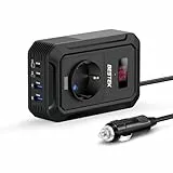 BESTEK 200W Spannungswandler 12 V 230 V 240 V,Wechselrichter 12v auf 230v mit 2 USB QC18-W und 2 USB-C (65 W und 30 W)&1 AC Anschlüssen Zigarettenanzünderstecker,von Laptops,iPhones,und mehr,Schwar