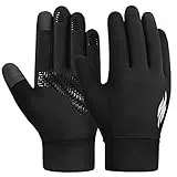 Kinder Handschuhe Winter Fahrradhandschuhe - Kids Warme Touchscreen Winterhandschuhe Outdoor Sport Laufhandschuhe Wasserdicht Winddichte mit Anti-Rutsch für Junge Mädch Fahrrad Schwarz 4-12 Jahre