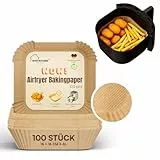 100 Stück Backpapier für Heißluftfritteuse Quadrat 16x16cm, 3-6 Liter, extra stabil durch strukturierte Oberfläche, Antihaft Einwegschalen airfryer backpapier, Für: Ninja, Consori, Philips