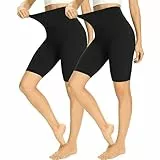 HIPOWER 2er Pack Radlerhose Damen High Waist Kurze Sport Shorts Tights Wanderhose Blickdicht Unterhosen Bauchweg Sommer Outfits Leggings Gym Yoga（Schwarz*2，S-M）