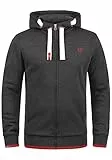 !Solid SDBenjaminZip Herren Sweatjacke Kapuzenjacke Hoodie mit Kapuze Reißverschluss Kordelzug Baumwollmischung Regular fit, Größe:L, Farbe:Med Grey (8254)