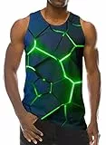 Loveternal Geometrisch Tank Tops 3D Druck T-Shirt Achselshirts Workout Muscle Shirt Geometric Tee Ärmelloses Shirt L