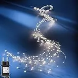 yowin Lichterschweif 2M 400 LED Weihnachtsbeleuchtung mit Strom, Timer, Lichterstrang 8 Modi Wasserfall Lichterkette Wasserdicht Lichterbündel für Weihnachten Außen Innen Deko -Weiß
