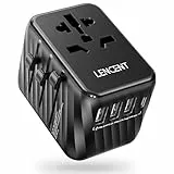 LENCENT Universal Reiseadapter Weltweit, Worldwide Reisestecker Weltreise Adapter mit 3 USB A und 1 USB C, Internationaler Steckdosenadapter für Japan Thailand USA England Australien(Typ A/B/G/I/C)