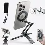 Lamicall 5-IN-1 Handy Stativ für MagSafe Handyständer - [Ultra Dünn] Faltebar Alu Mini Selfie Stick mit 1/4 Zoll Schraubenloch & Arca-Type, Magnetische Handyhalterung Adapter für iPhone 17 Pro Max Air