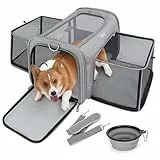 Nobleza Faltbare Hundetragetasche Katzentragetasche, Erweiterbar Katzenbox, Haustier-Reisetasche mit Schultergurt und Faltbare Hundenapf für Hunden oder Katzen