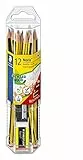 STAEDTLER Bleistift Noris 120, Made from Upcycled Wood, Härtegrad HB, Rutschfeste Soft-Oberfläche, Set mit 12 Bleistiften, 1 Spitzer, 1 Radiergummi, hohe Qualität Made in Germany, 61 120P2