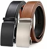 CHAOREN Gürtel Herren 2er-Pack, 35mm Automatik Ledergürtel mit Ratsche - Passgenau Zuschneidbar, Ideal als Geschenk