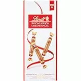 Lindt Schokolade Batons Kirschstengeli | 125 g | 16 Vollmilchschokoladestengli gefüllt mit flüssigem Schweizer Kirschlikör | Pralinengeschenk mit Alkohol | Schokoladengeschenk