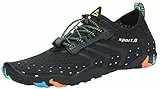 SAGUARO Badeschuhe Damen Herren Wasserschuhe Leicht Schwimmschuhe Schnell Trocknend Atmungsaktiv Strandschuhe Aquaschuhe rutschfeste Outdoor Barfußschuhe für Frauen Männer, Schwarz, 40 EU