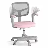 COSTWAY Schreibtischstuhl Kinder, Sitzhöhe 41-52 cm höhenverstellbar Kinderschreibtischstuhl mit klappbarer Armlehne & Fußstütze, Kinderdrehstuhl mit Rollen, Bürostuhl für Jungen & Mädchen ab 3 Jahren