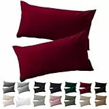 Soifox Kissenbezug 40 x 80 2er Set - Kopfkissenbezug 40x80 Rot 100% Mikrofaser bügelfrei & knitterfrei mit Reißverschluss